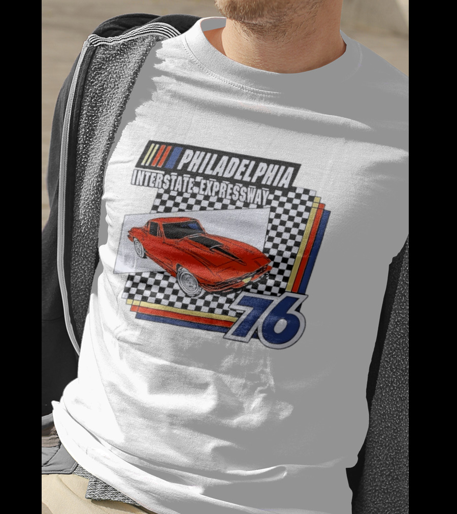 Philadelphia Interstate Expressway 76 Red Sports Car Racing T-Shirt