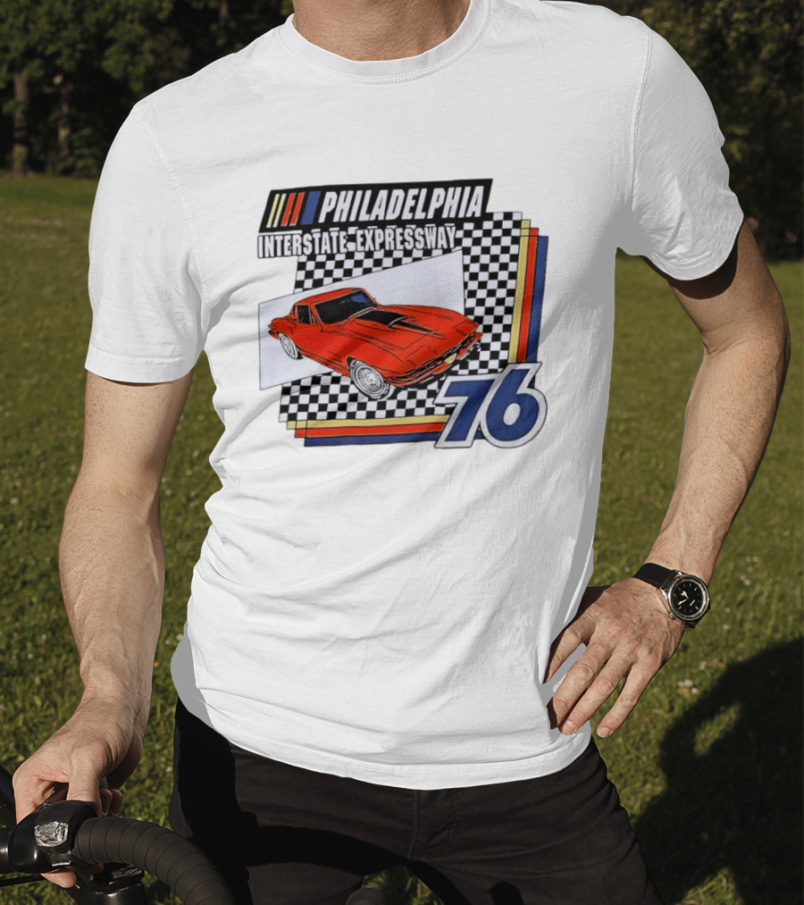Philadelphia Interstate Expressway 76 Red Sports Car Racing T-Shirt
