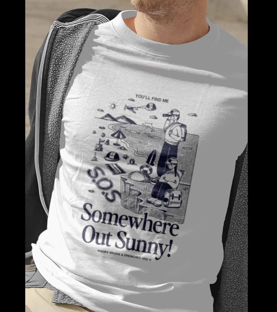 Somewhere Out Sunny SOS Beach Ocean Adventure Vibes T-Shirt