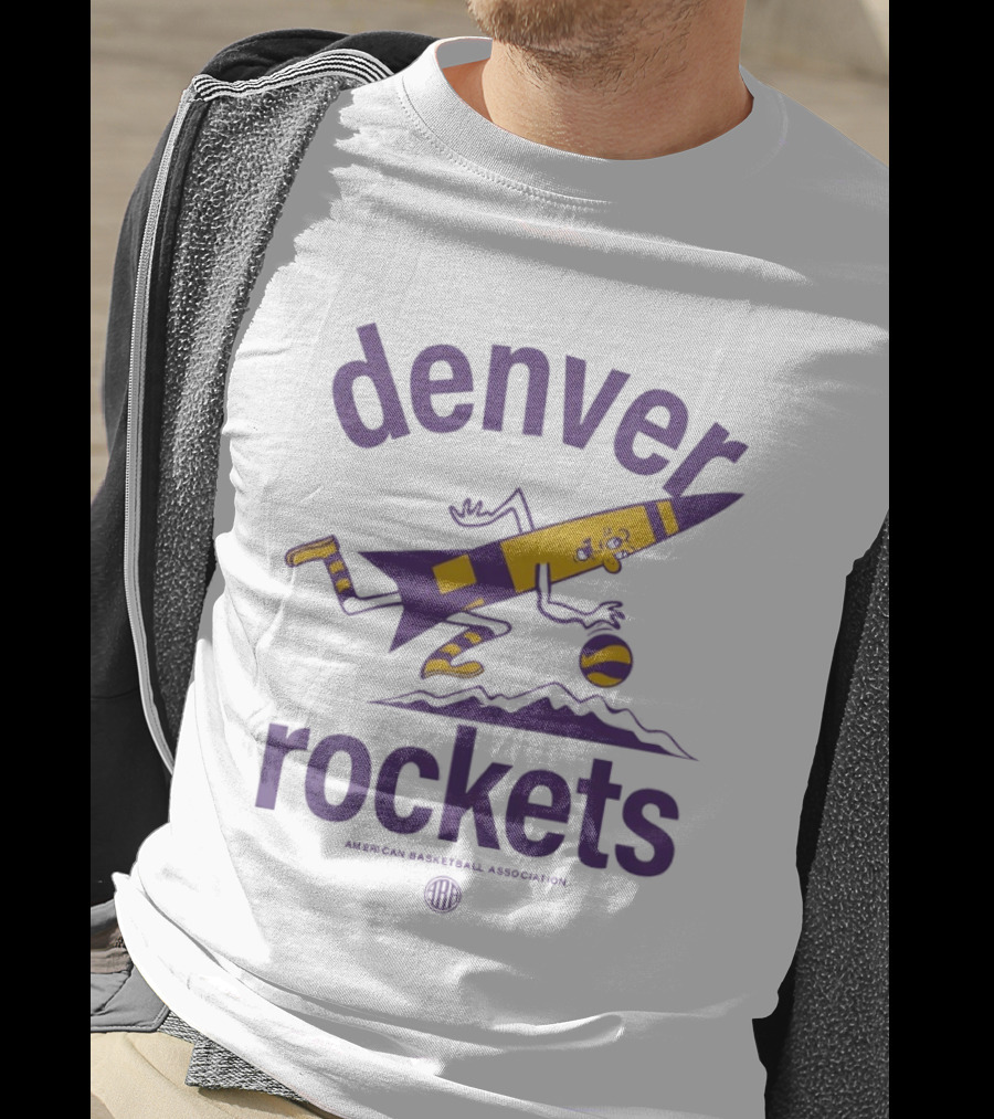 Denver Rockets Dribbling Rocket ABA Basketball Vintage Retro Denver Rockies T-Shirt