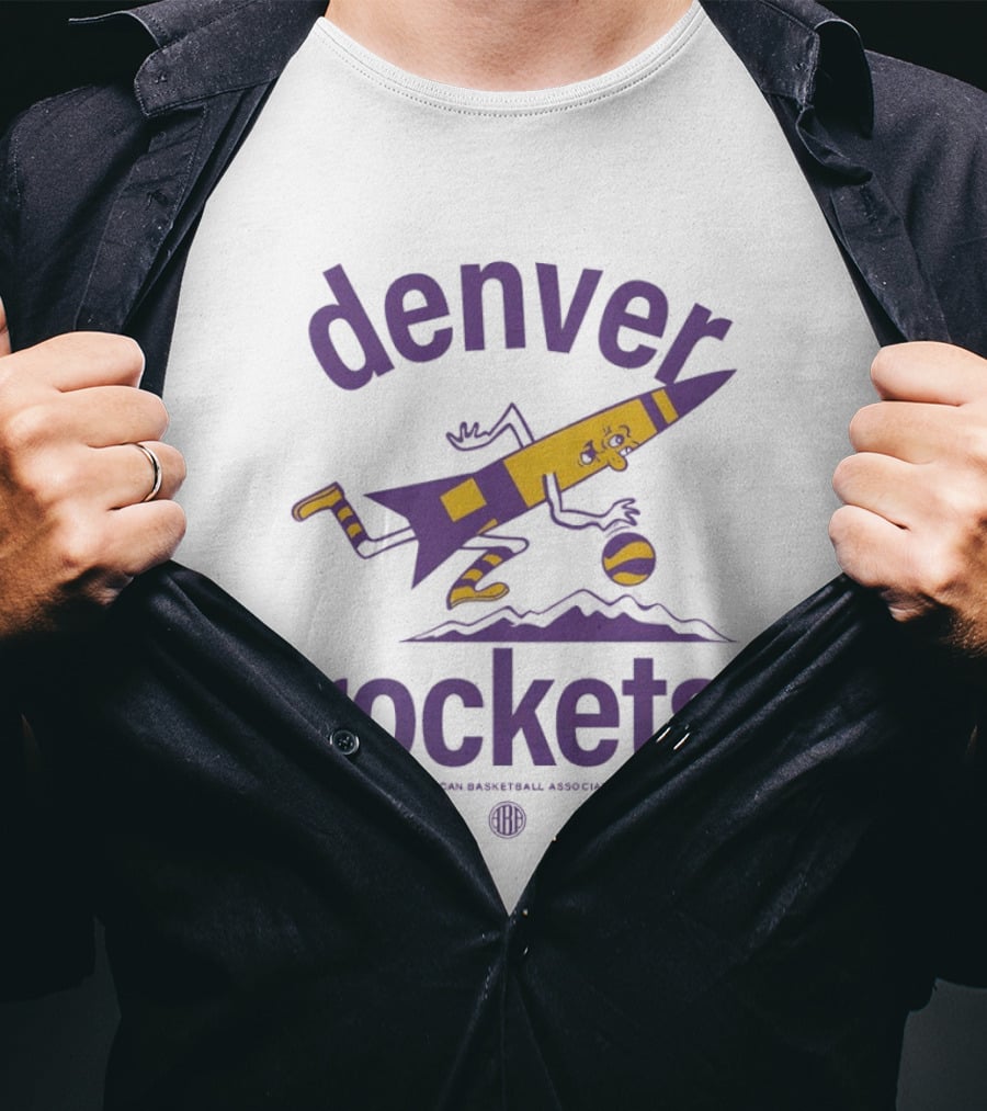 Denver Rockets Dribbling Rocket ABA Basketball Vintage Retro Denver Rockies T-Shirt