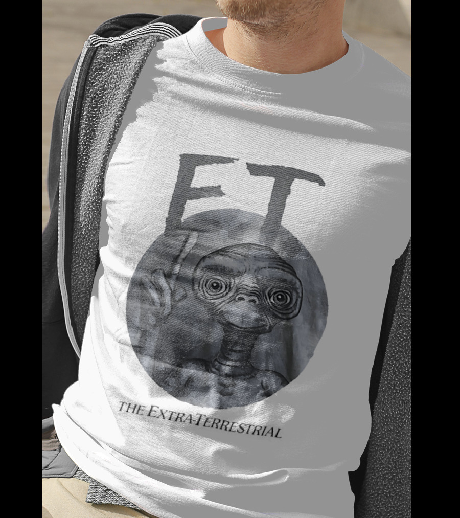 ET The Extra Terrestrial Iconic Finger Pose Black And White T-Shirt