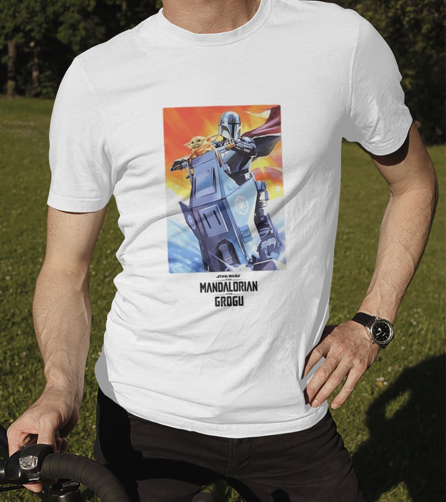 Star Wars The Mandalorian Grogu Riding Speeder Bike Adventure T-Shirt