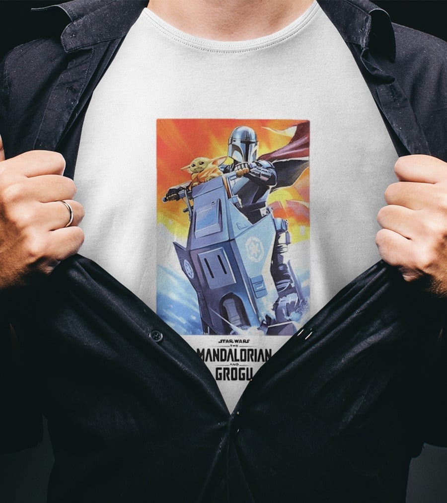 Star Wars The Mandalorian Grogu Riding Speeder Bike Adventure T-Shirt