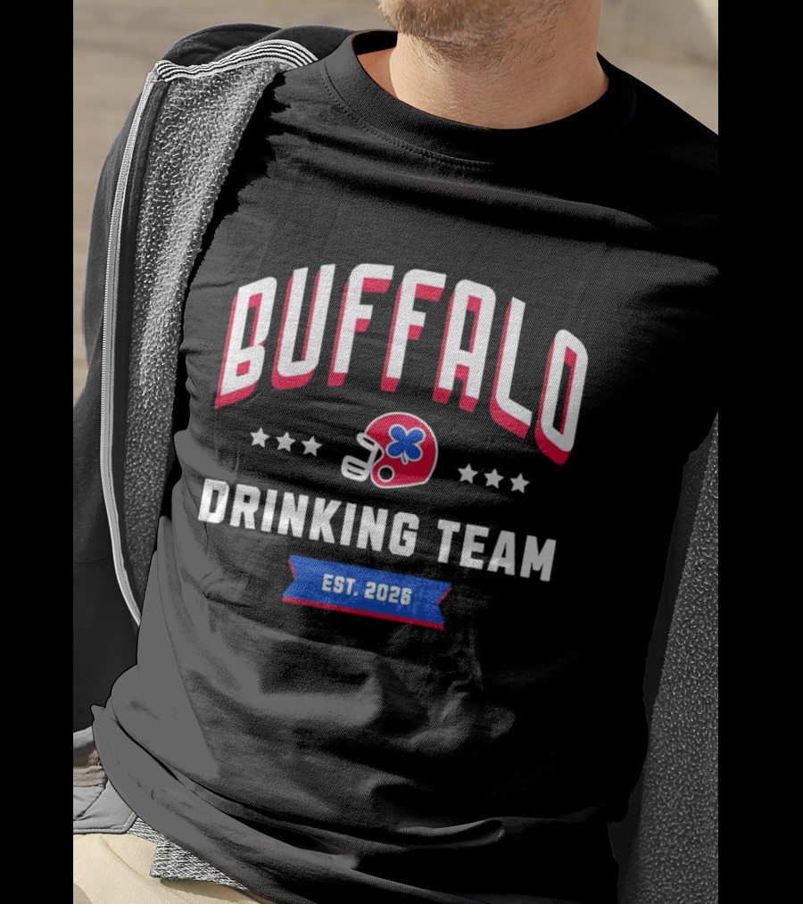 Buffalo Drinking Team St. Patrick's Day Est. 2026 Helmet Clover Stars T-Shirt