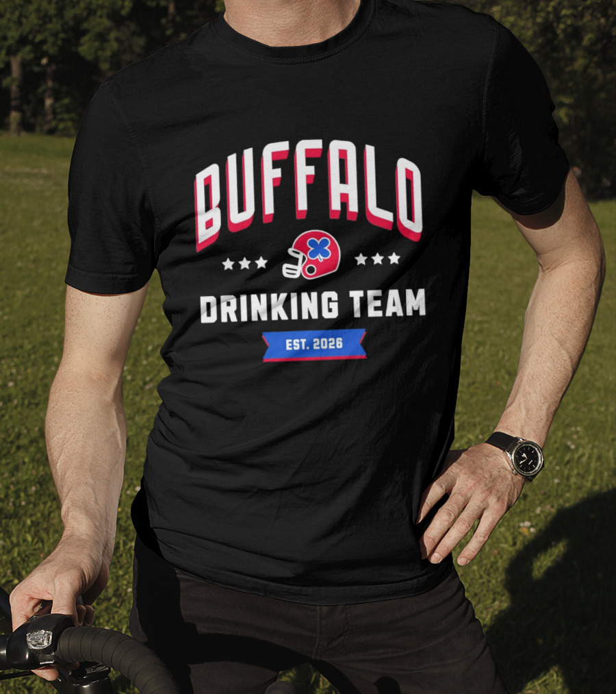 Buffalo Drinking Team St. Patrick's Day Est. 2026 Helmet Clover Stars T-Shirt
