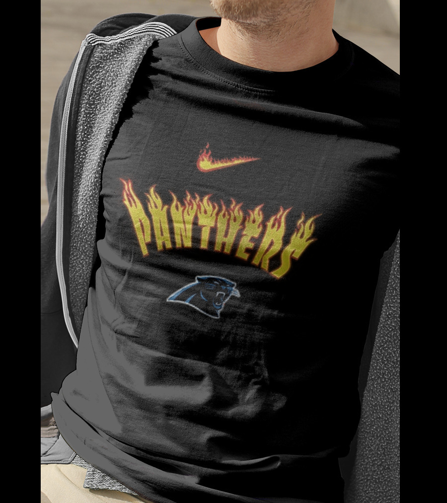 Carolina Panthers Firewave Flames Nike T-Shirt