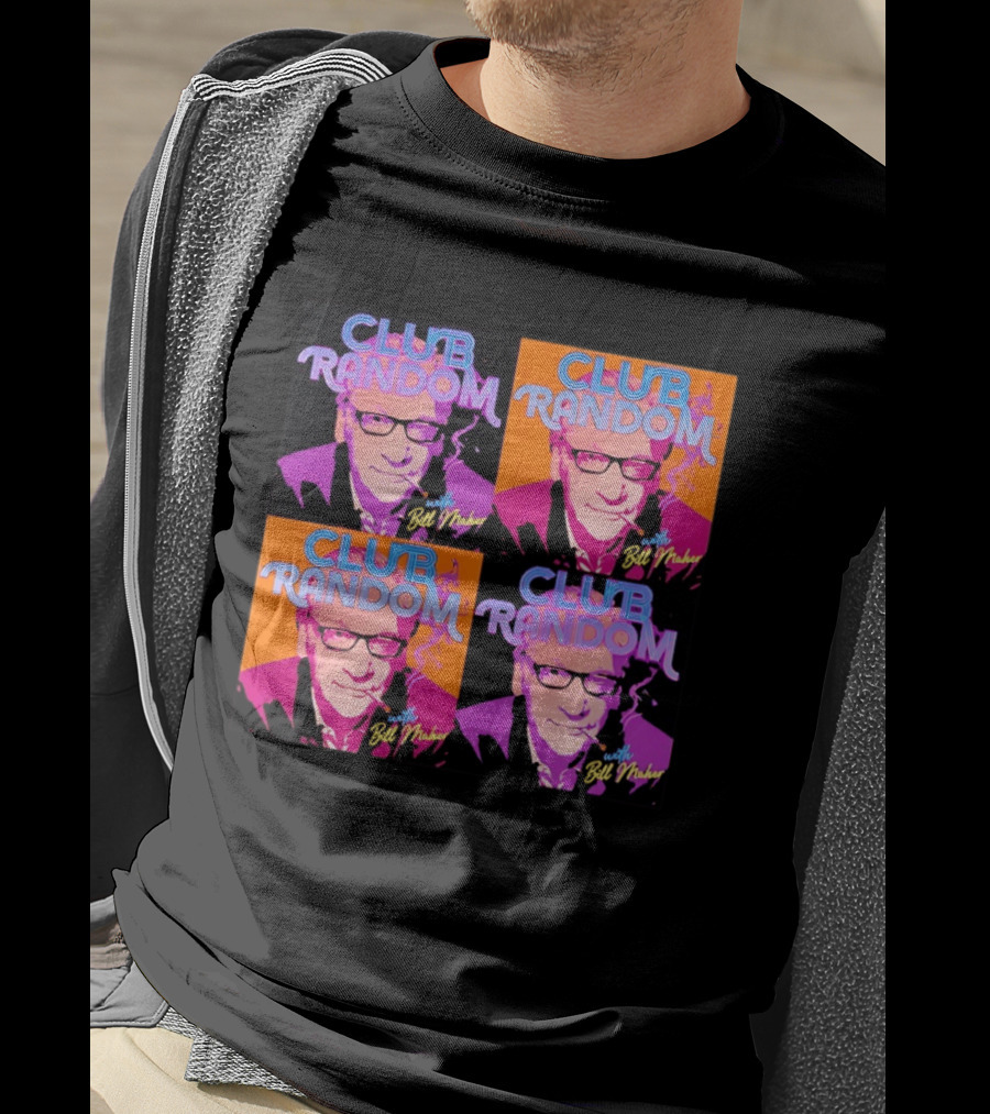 CLUB RANDOM With Bill Maher Pop Art Style Quad Image T-Shirt