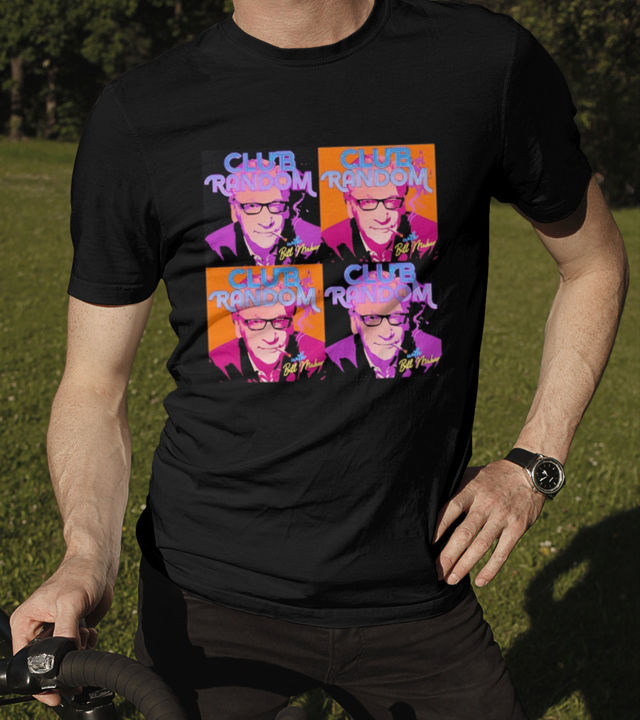 CLUB RANDOM With Bill Maher Pop Art Style Quad Image T-Shirt