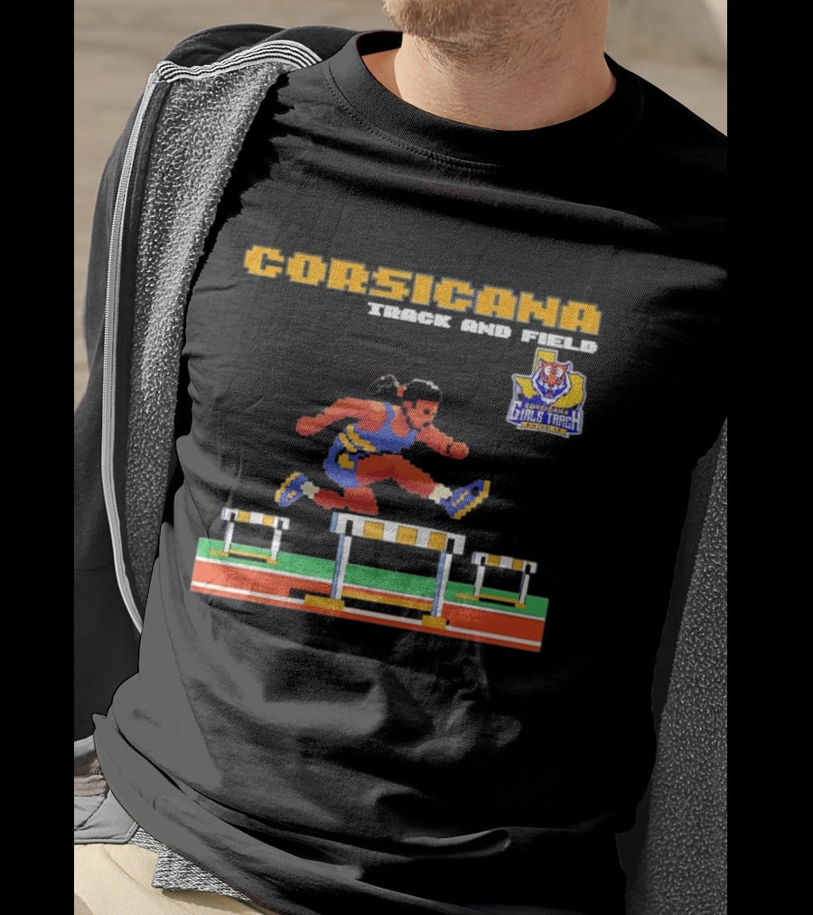 Corsicana Girls Track Female Hurdle Pixel Art Tiger T-Shirt