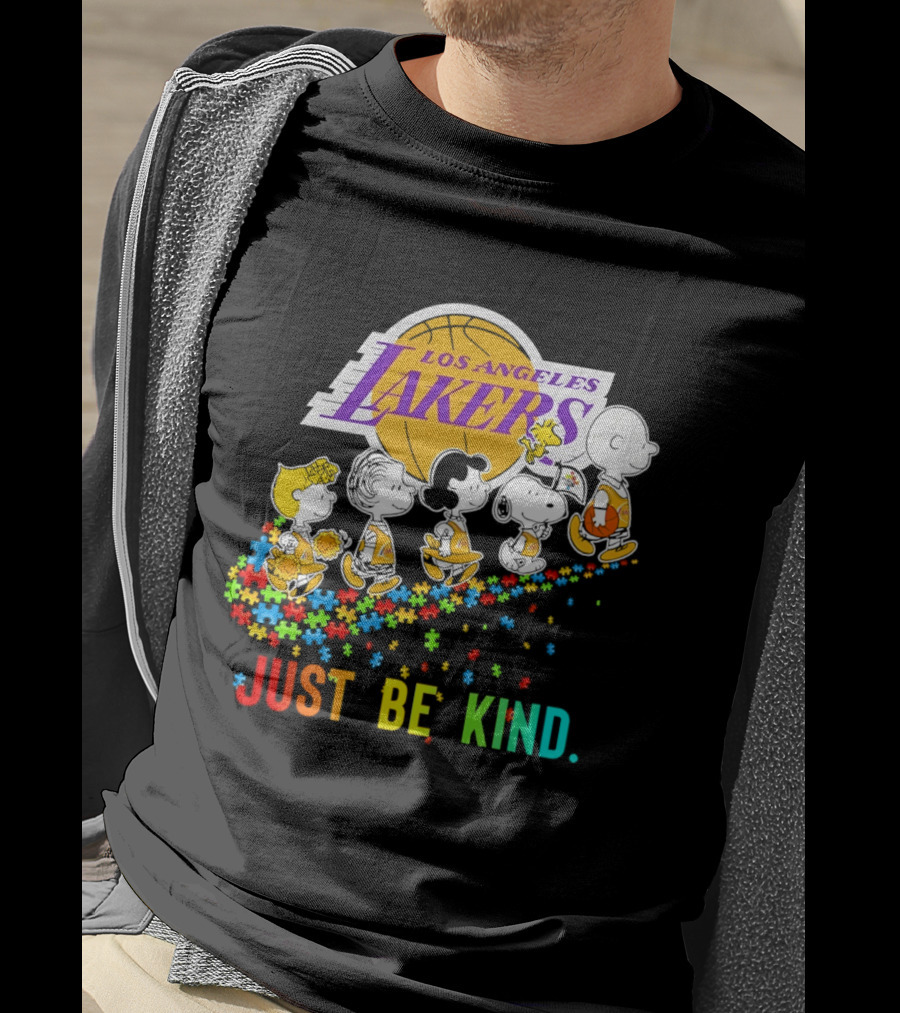 Los Angeles Lakers Peanuts Snoopy Friends Abbey Road Just Be Kind T-Shirt