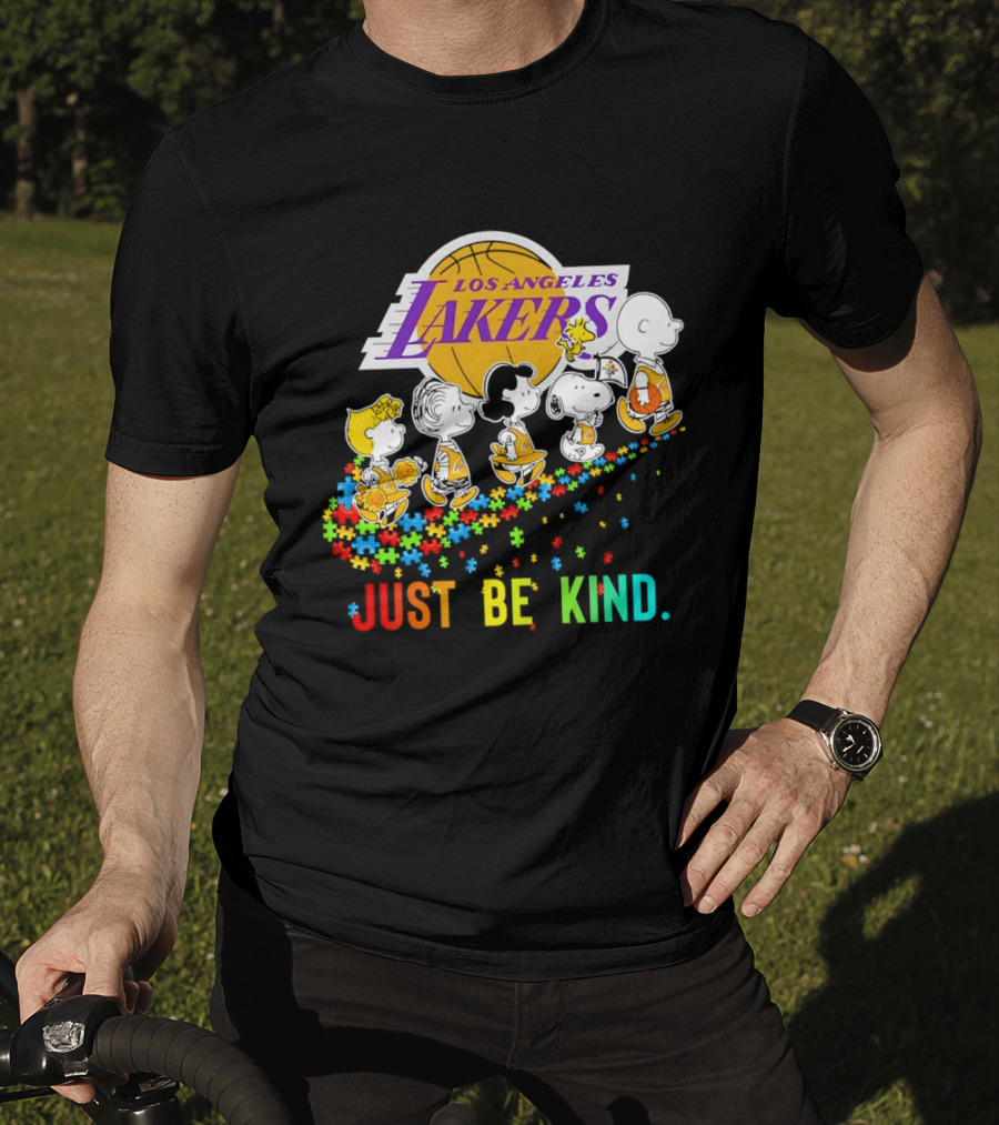 Los Angeles Lakers Peanuts Snoopy Friends Abbey Road Just Be Kind T-Shirt