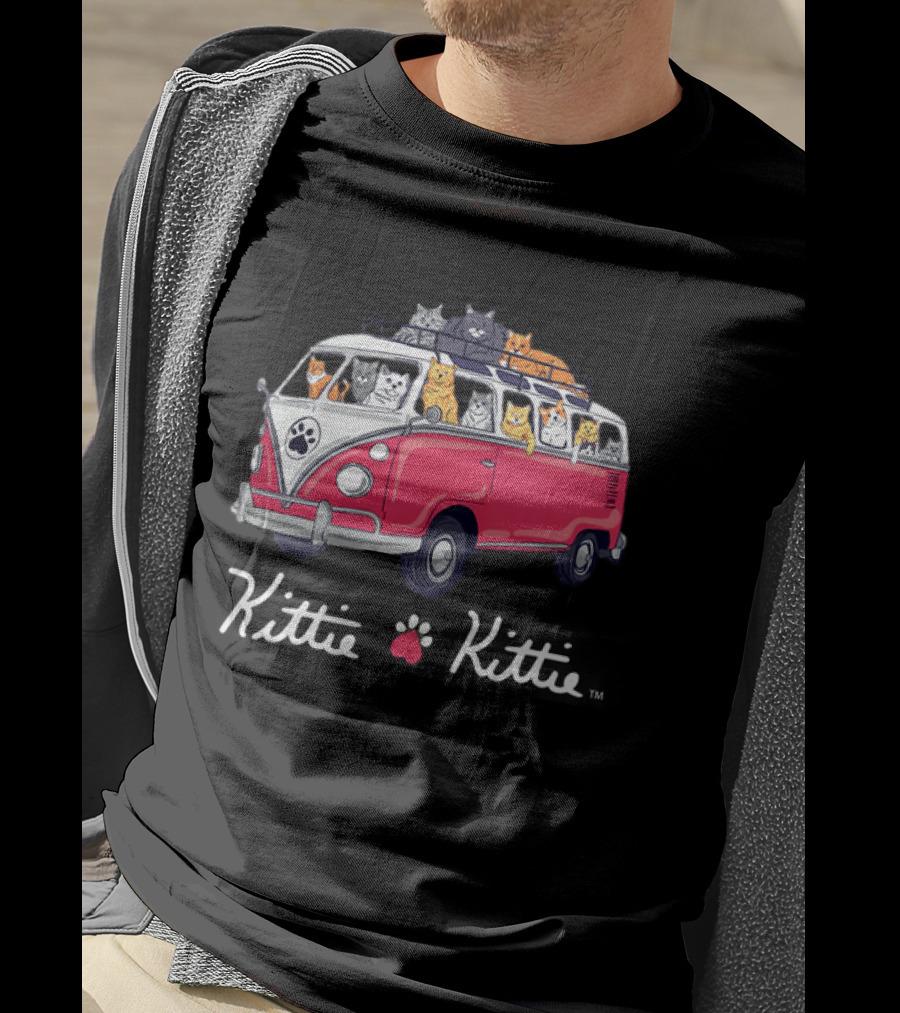 Rescue Bus Kittie Kittie Cat Van Adventure T-Shirt