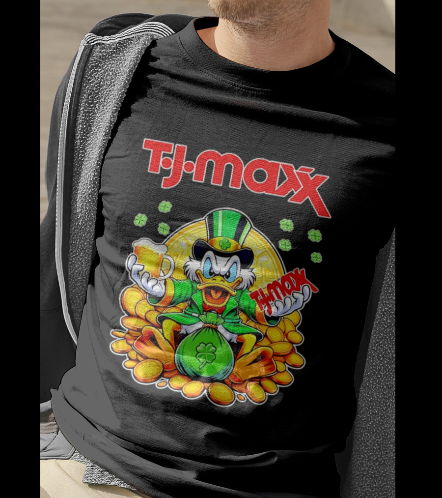 TJ Maxx Scrooge McDuck St Patricks Day Coins Beer T-Shirt
