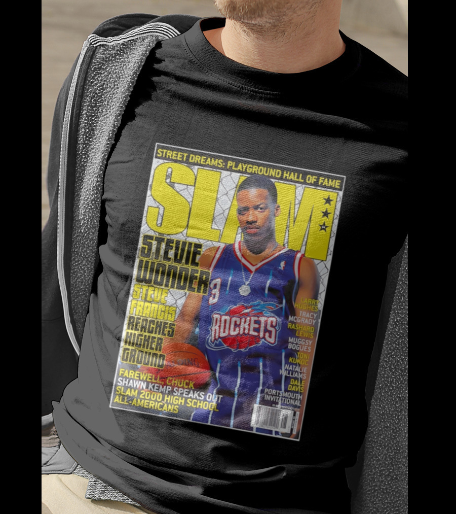 SLAM Stevie Wonder Steve Francis Reaches Higher Ground Rockets Basketball T-Shirt