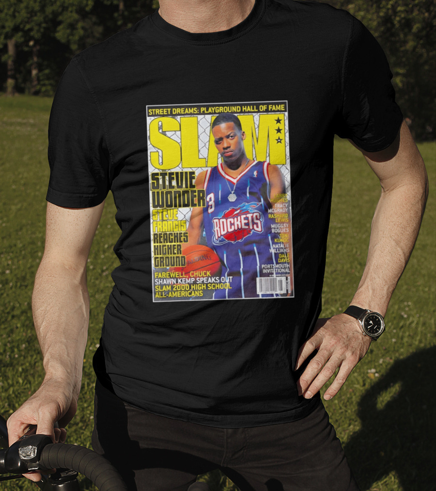 SLAM Stevie Wonder Steve Francis Reaches Higher Ground Rockets Basketball T-Shirt