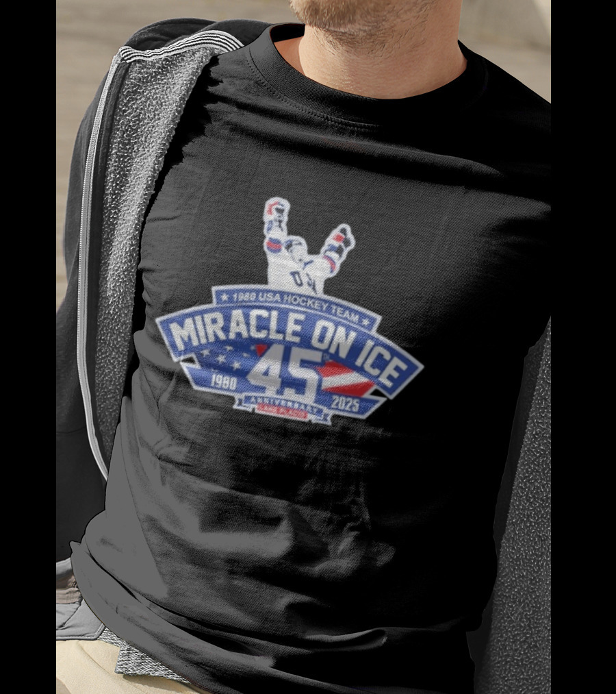 1980 USA Hockey Team Miracle On Ice 45th Anniversary 1980 2025 Lake Placid T-Shirt