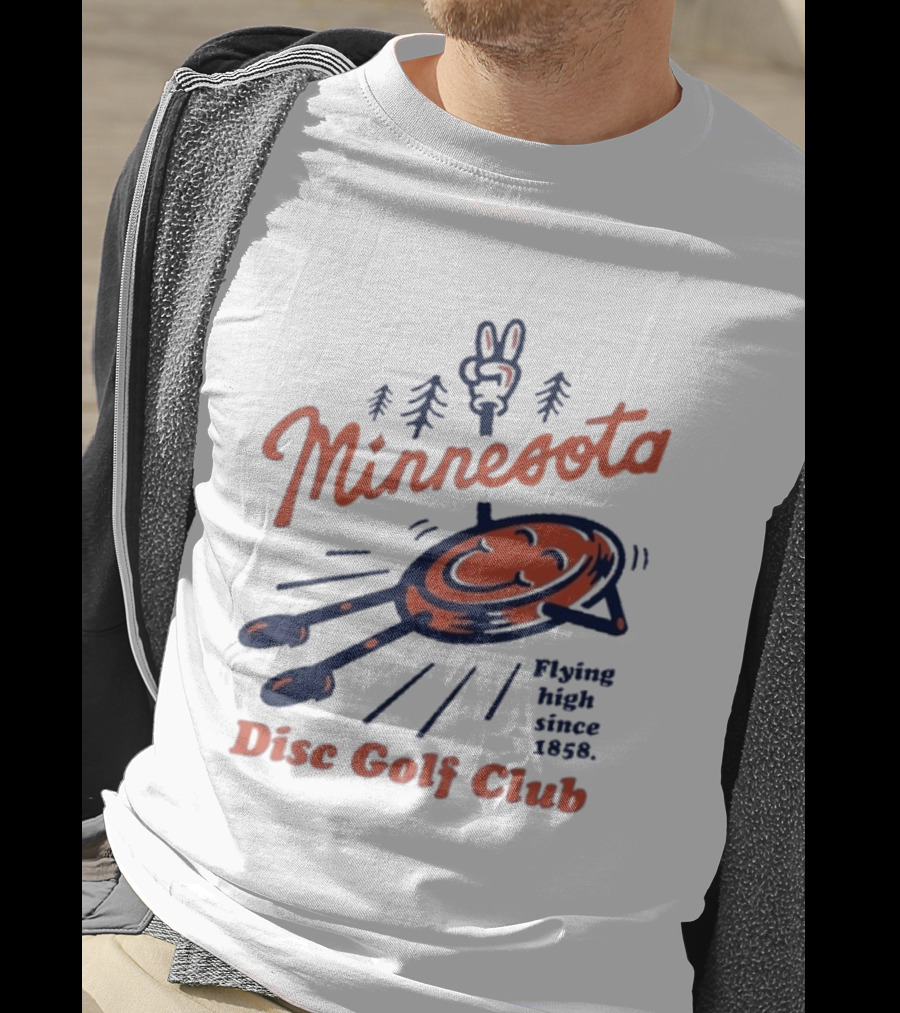Minnesota Disc Golf Club Flying High Since 1858 Happy Disc And Peace Sign Forest T-Shirt