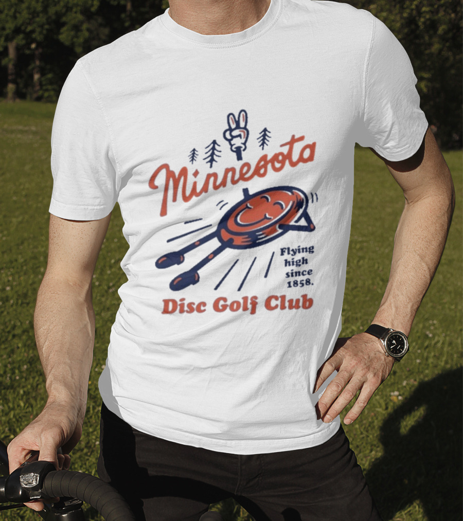 Minnesota Disc Golf Club Flying High Since 1858 Happy Disc And Peace Sign Forest T-Shirt