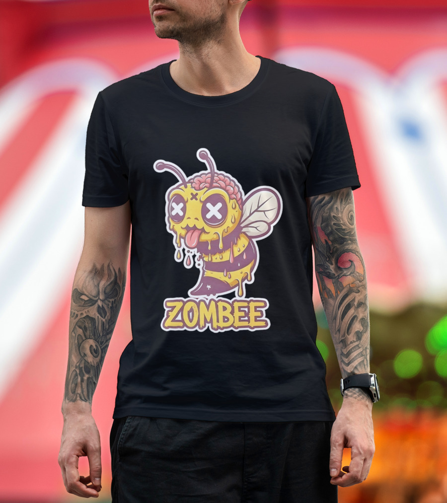 Zombee Dripping Brain Honey Zombie Insect Pun T-Shirt