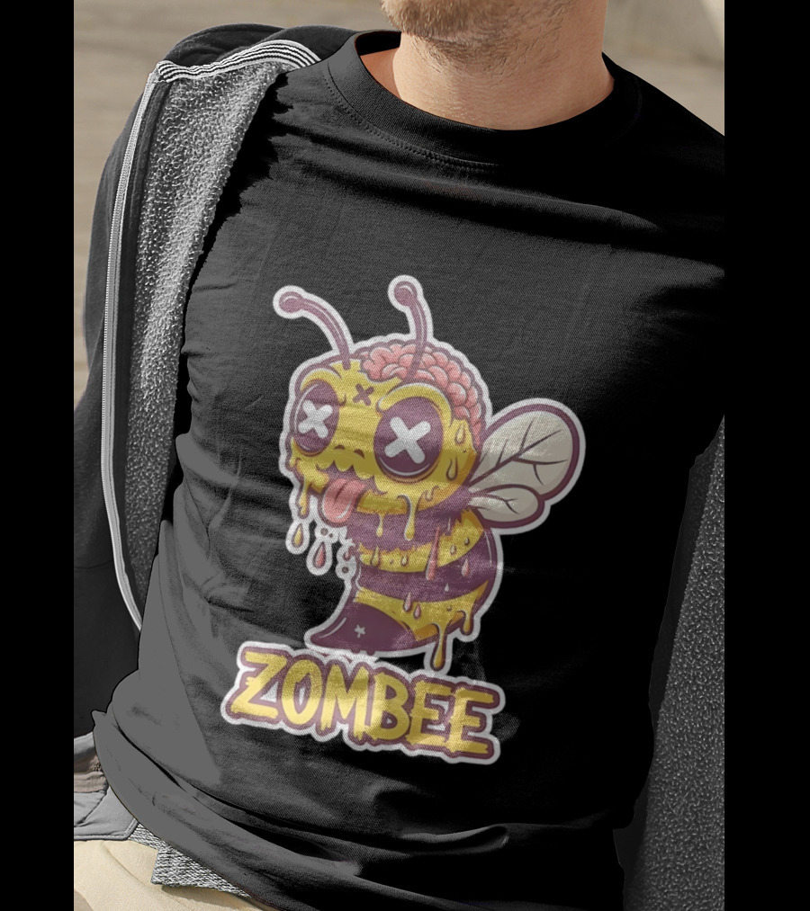 Zombee Dripping Brain Honey Zombie Insect Pun T-Shirt