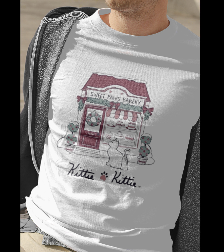 Sweet Paws Bakery Festive Holiday Kittie Kittie Christmas T-Shirt