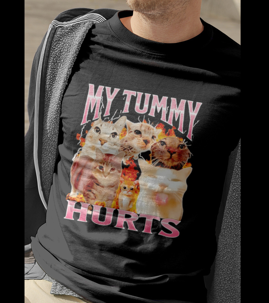 My Tummy Hurts Funny Cat Compilation T-Shirt