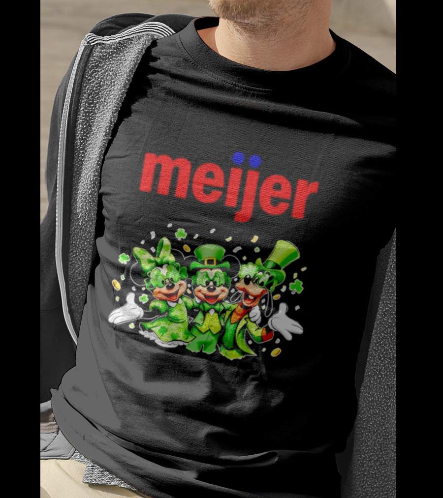 Meijer St Patrick's Day Mickey Mouse Characters In Green Attire T-Shirt