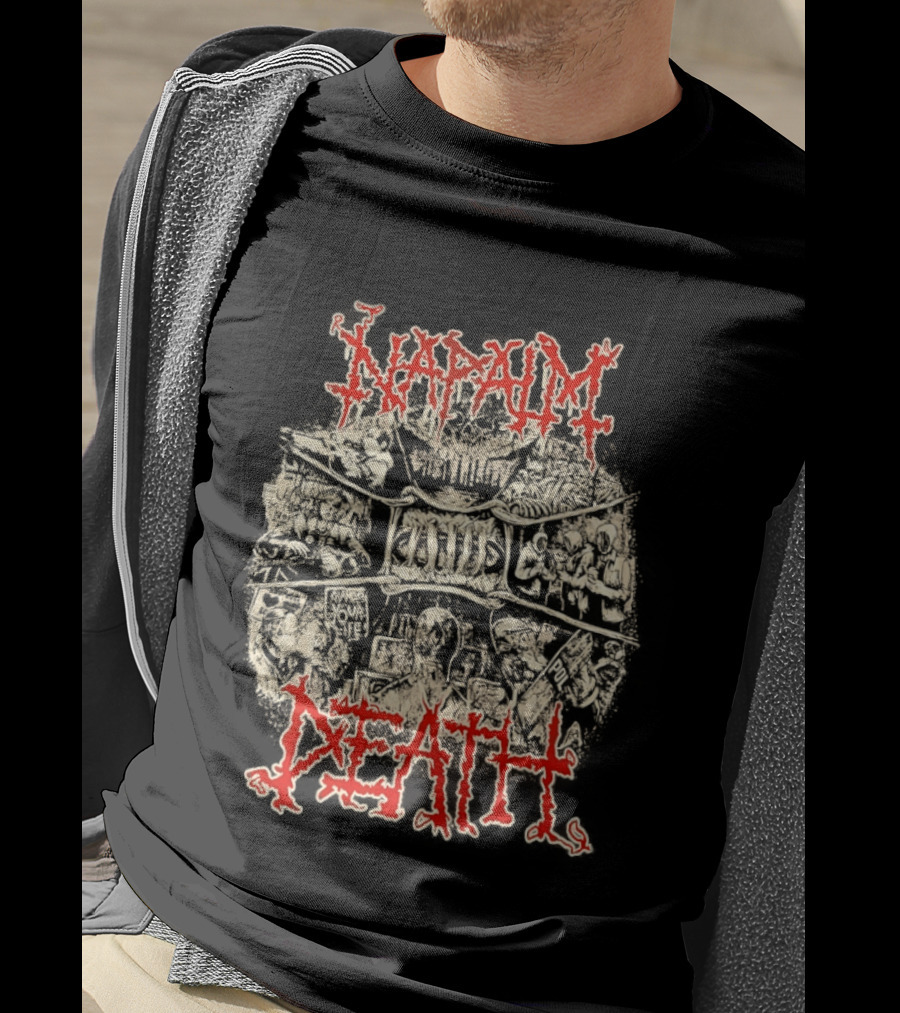 Napalm Death Coded Smears Artwork Red T-Shirt