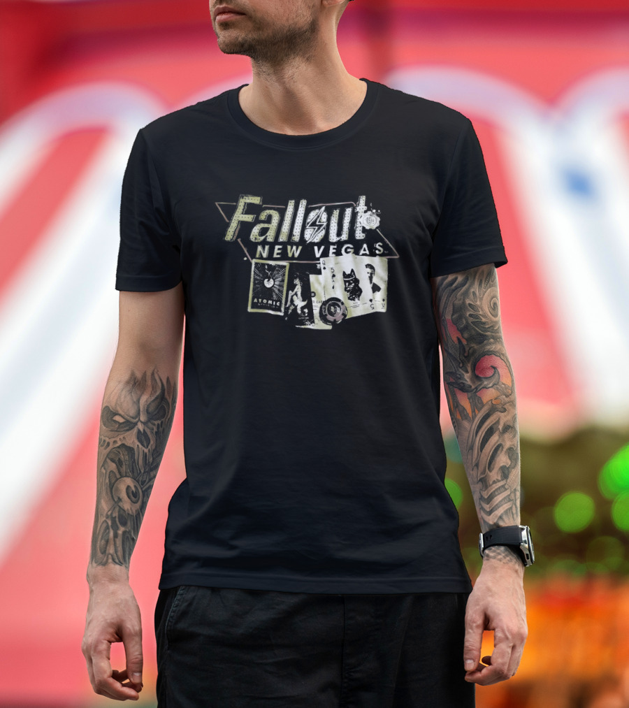 Fallout New Vegas Retro Vault Boy Playing Cards T-Shirt
