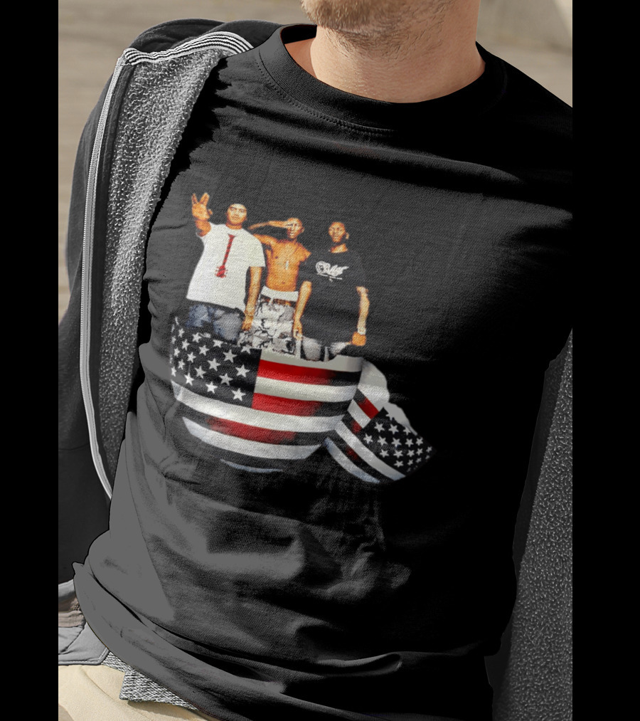 Pharrell Williams Chad Hugo Shae Haley USA Flag Egg Superimposed Image T-Shirt