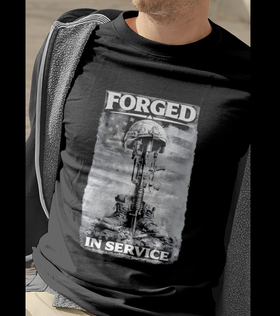 Forged In Service USA American Flag Military T-Shirt