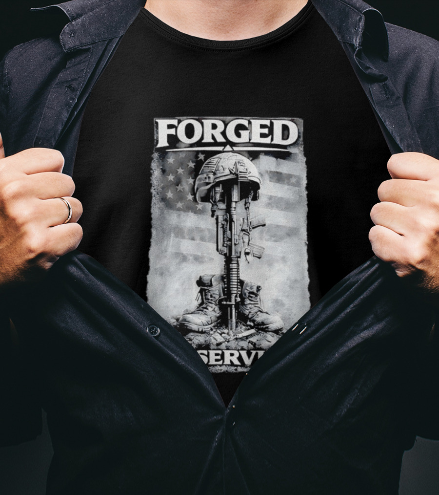 Forged In Service USA American Flag Military T-Shirt