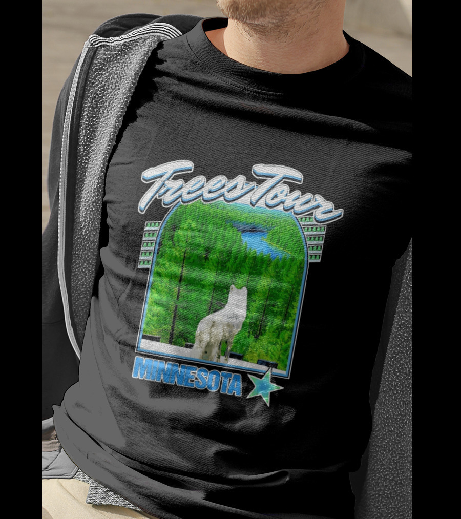 Frees Tour Minnesota Timberwolves Forest Wolf Lake Scenery T-Shirt