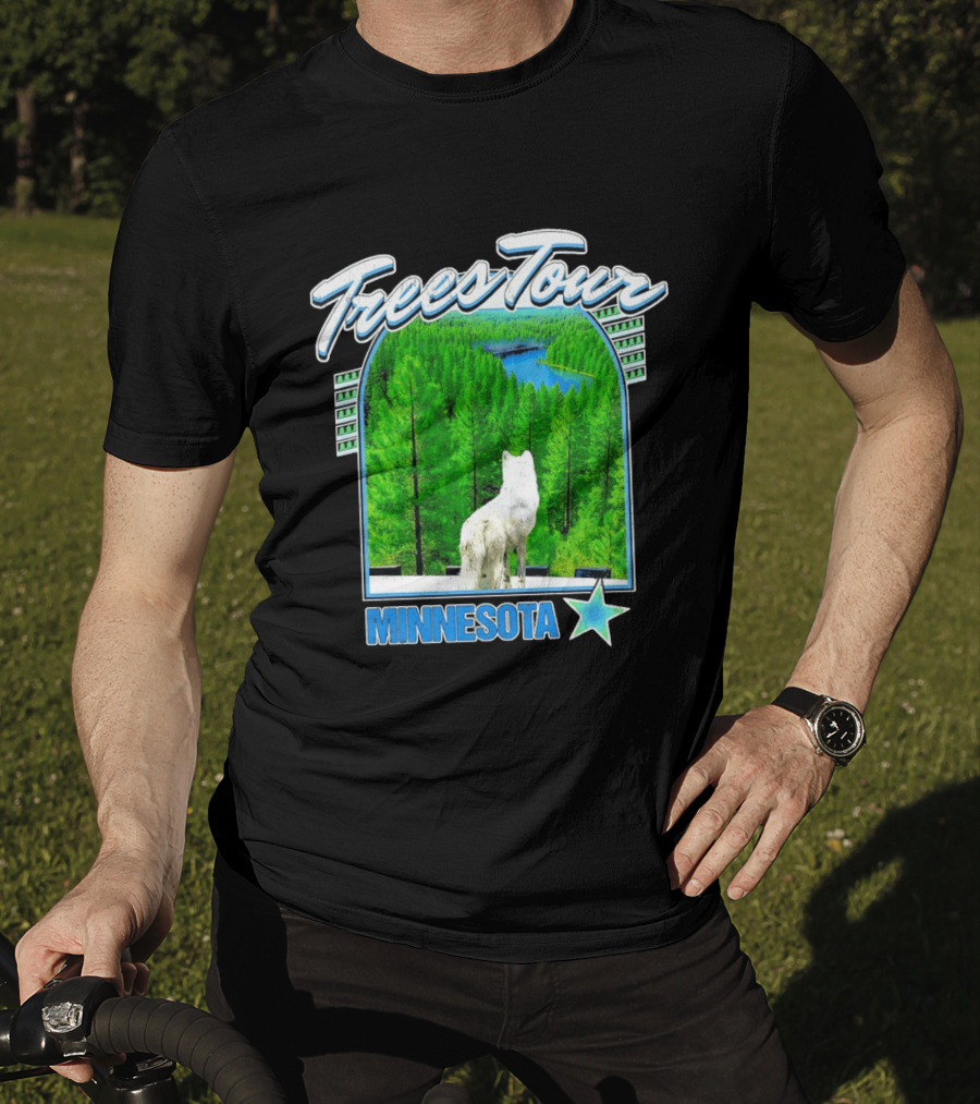 Frees Tour Minnesota Timberwolves Forest Wolf Lake Scenery T-Shirt