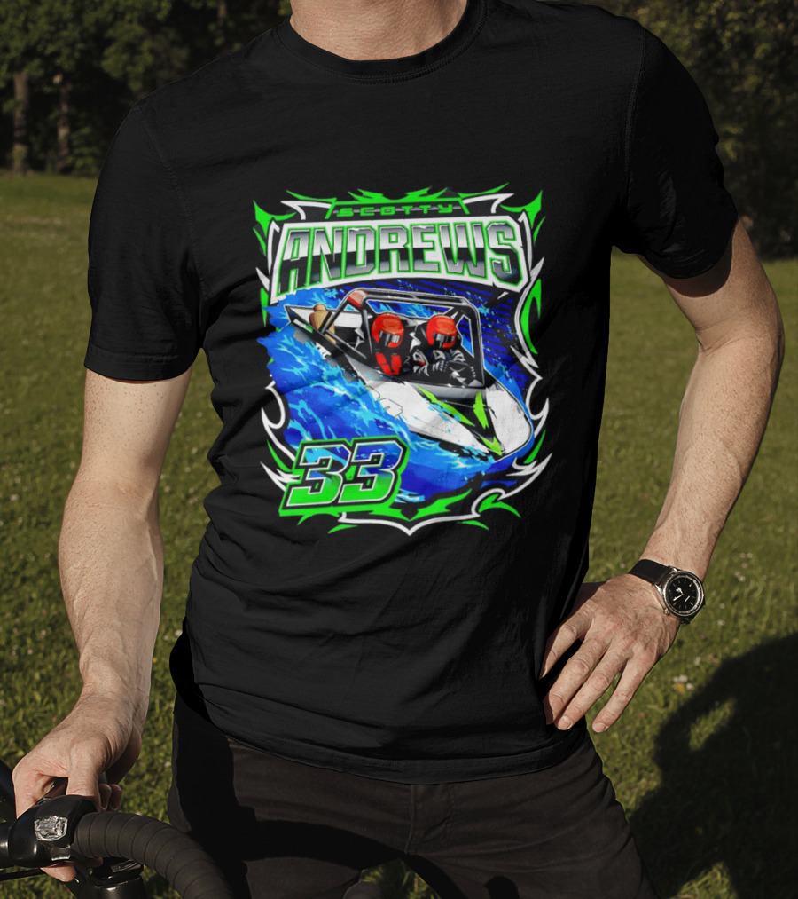 Scotty Andrews 33 Racing Driver Hydroplane Speedboat Adventure T-Shirt