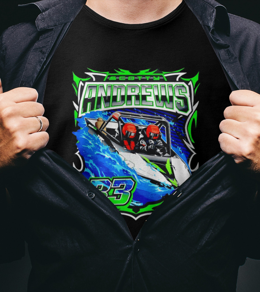 Scotty Andrews 33 Racing Driver Hydroplane Speedboat Adventure T-Shirt