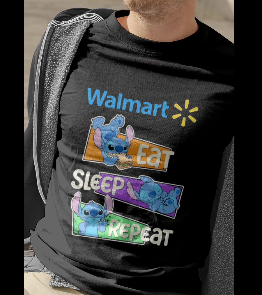 Walmart Stitch Eat Sleep Repeat T-Shirt