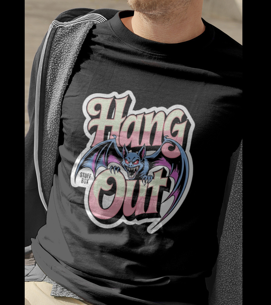 Stuff Box Hang Out Bat Creepy Cartoon T-Shirt