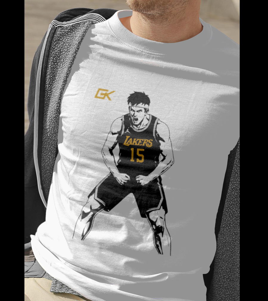 Austin Reaves 15 Lakers Cartoon Basketball Pose T-Shirt