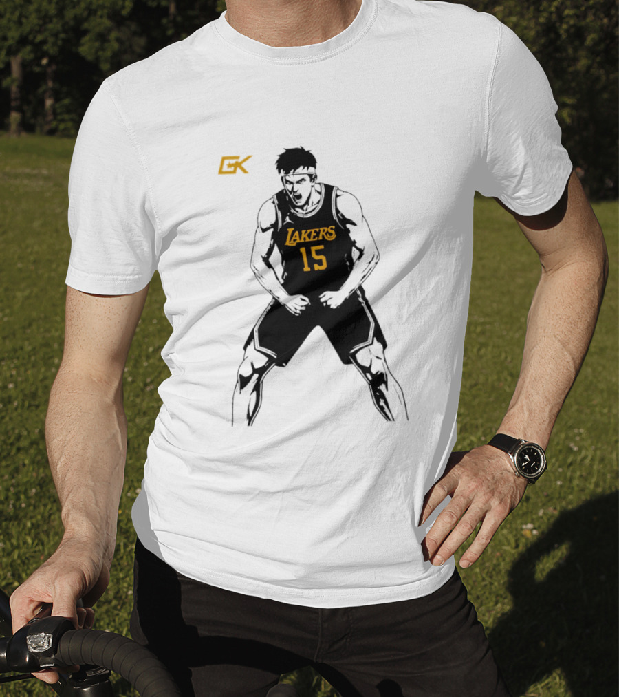 Austin Reaves 15 Lakers Cartoon Basketball Pose T-Shirt