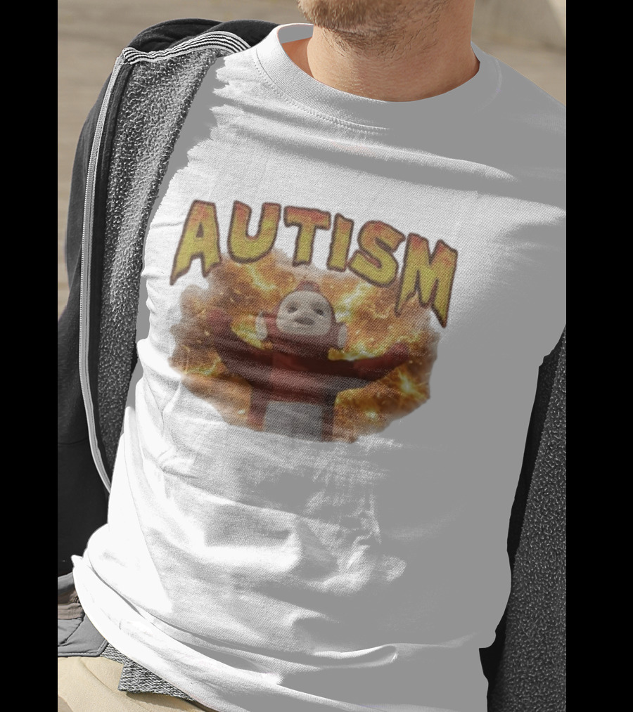 Autism Teletubbies Character With Fiery T-Shirt