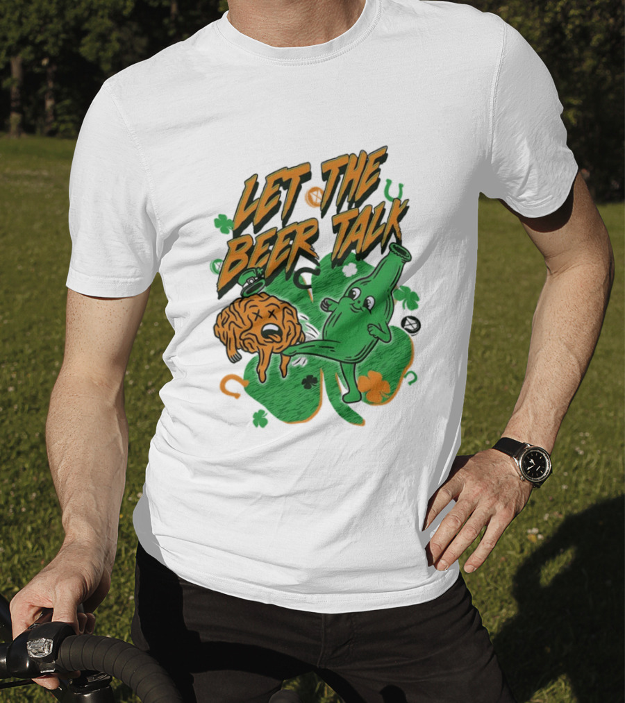 Let The Beer Talk St. Patrick's Day Brain Shamrock Bottle T-Shirt