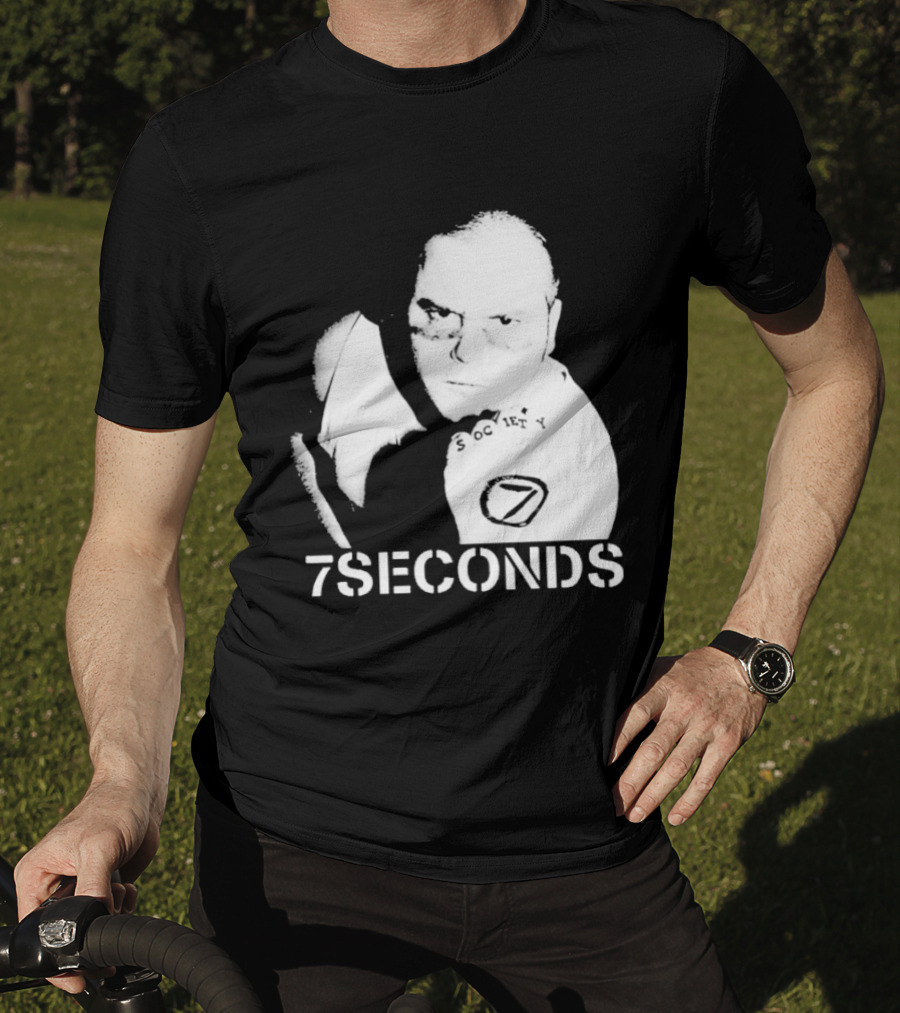 7 Seconds Society SBG White Text Fighter Pose T-Shirt