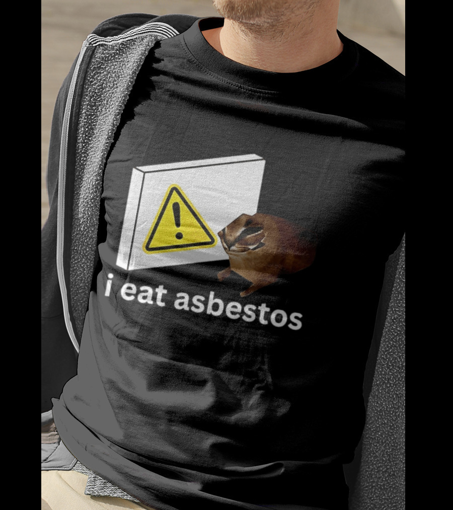 I Eat Asbestos Warning Sign Cat T-Shirt