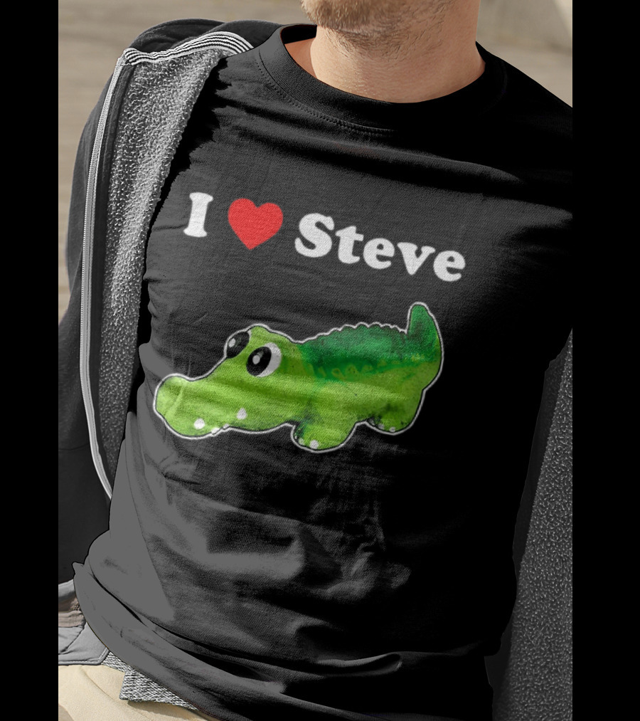 I Love Steve Cute Green Cartoon Gator T-Shirt