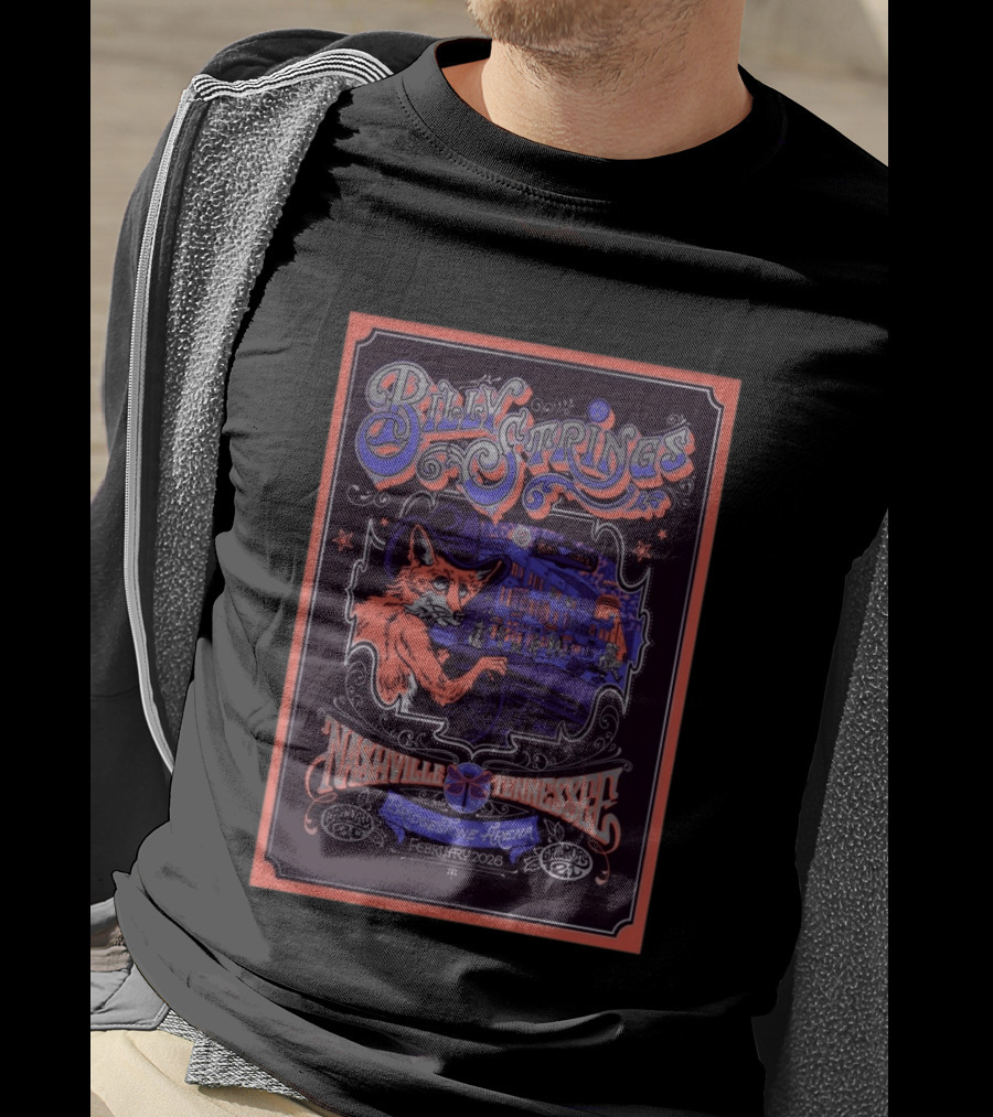 Billy Strings Nashville Tennessee Bridgestone Arena February 2026 Fox T-Shirt