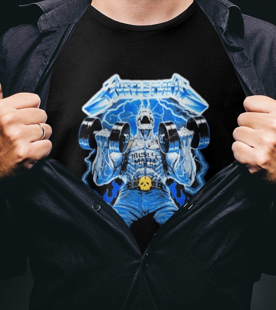 Muscle Mafia Hell's Dumbbells Lightning Blue Intensity Warren Lotas T-Shirt
