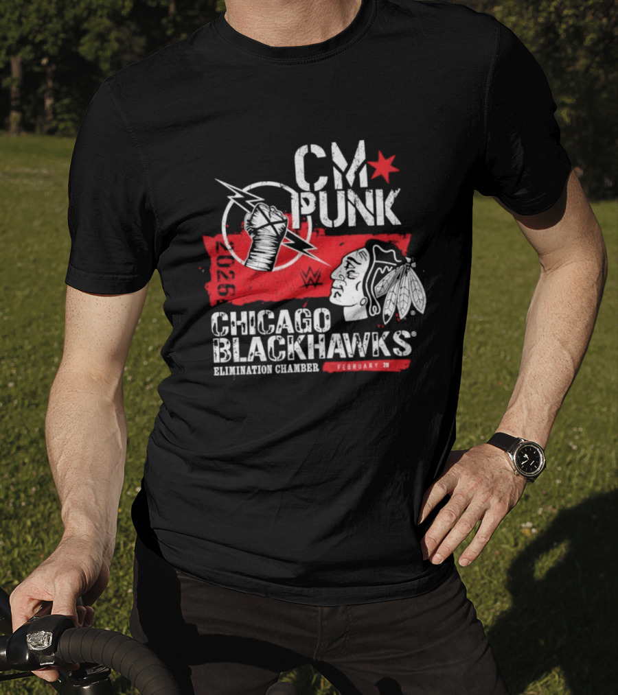 CM Punk Chicago Blackhawks Elimination Chamber February 28 T-Shirt