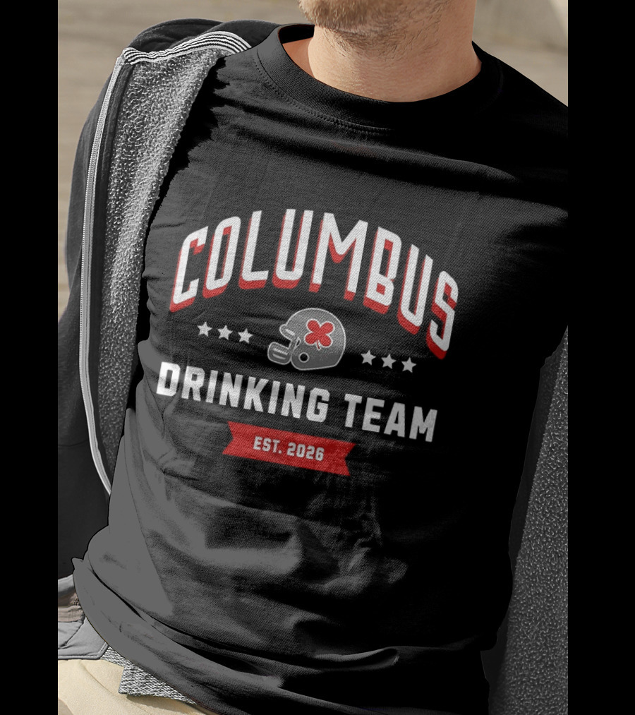 Columbus Drinking Team Football Helmet Est 2026 T-Shirt